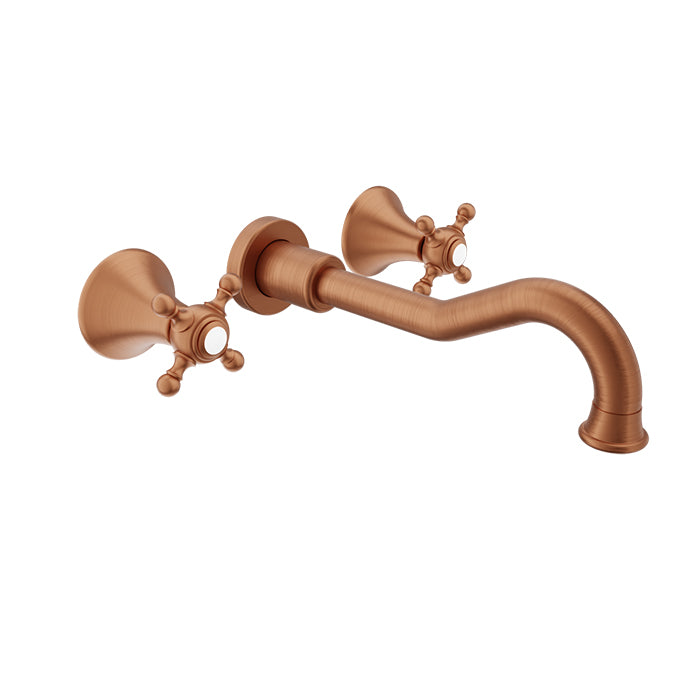 Baril NAUTICA B16 Trim Only for Two Handles Wall-Mounted Lavatory Faucet, Drain Not Included T16-8041-00L in Satin Copper