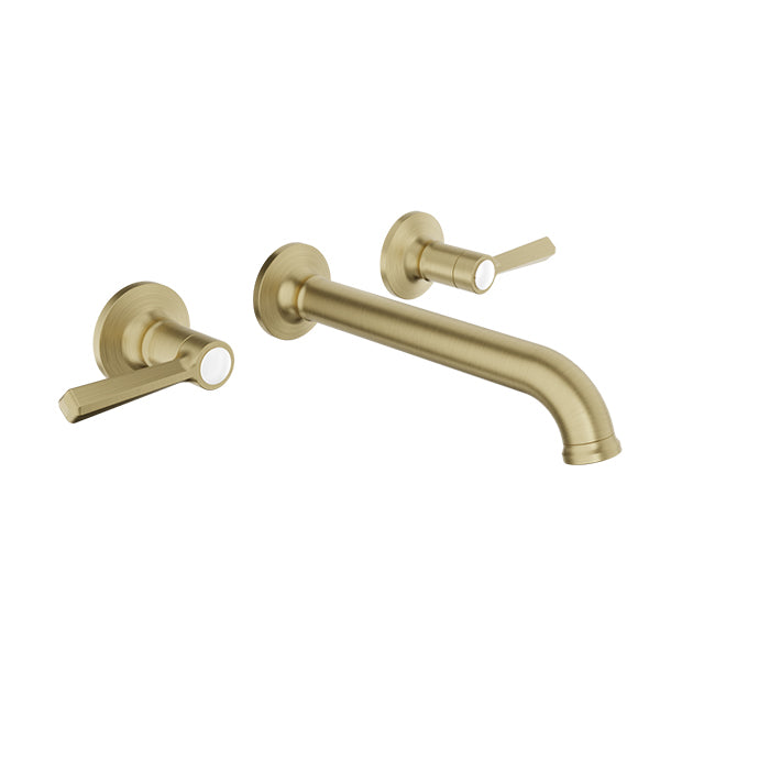 Baril BEAUMONT B20 Trim Only for Two Handles Wall-Mounted Lavatory Faucet, Drain Not Included T20-8044-00L in Satin Brass