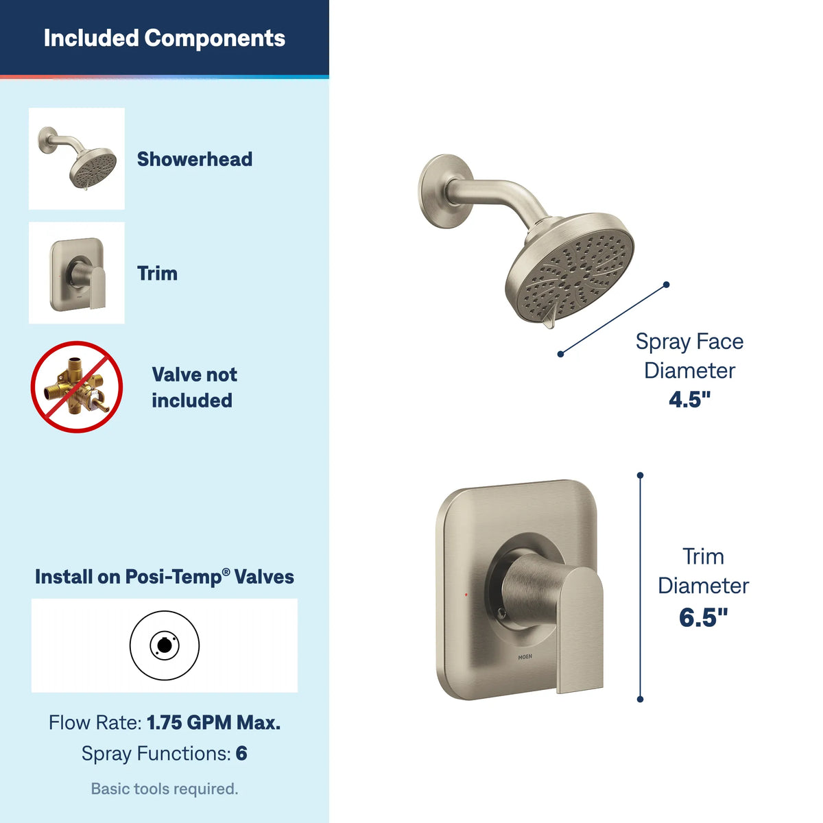 Moen Genta LX Posi-Temp Eco-Performance Shower Only T2472EP in Brushed Nickel (T2472EPBN) - view 3
