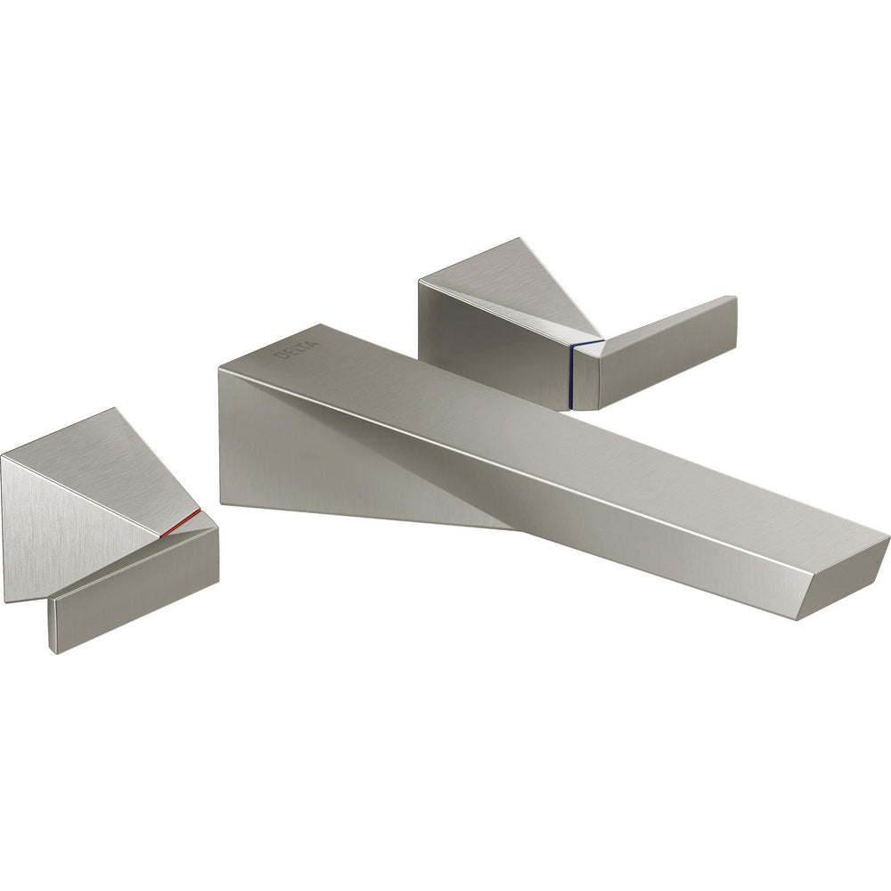 Delta Trillian Two Handle Wall Mount Lavatory Faucet - Stainless