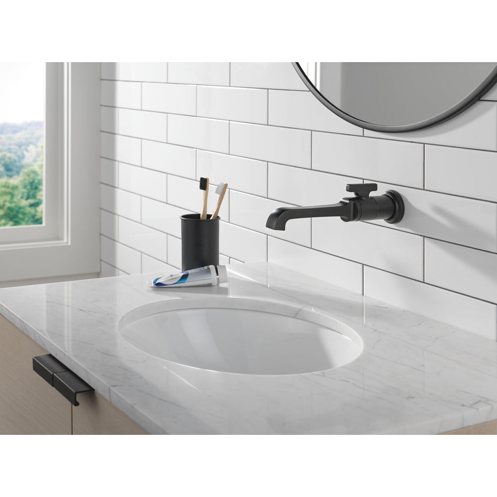 Delta Tetra Single Handle Wall Mount Bathroom Faucet - Matte Black