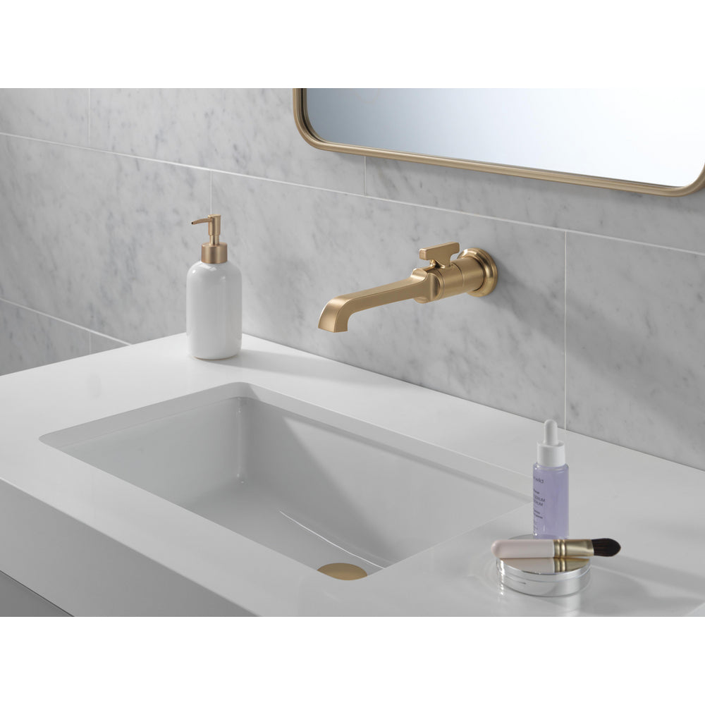 Delta Tetra Single Handle Wall Mount Bathroom Faucet - Champagne Bronze