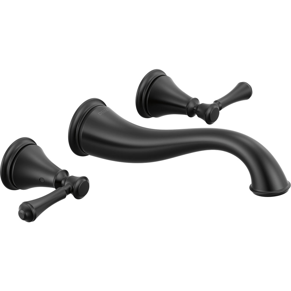 Delta Cassidy Two Handle Wall Mount Lavatory Faucet Trim - Matte Black