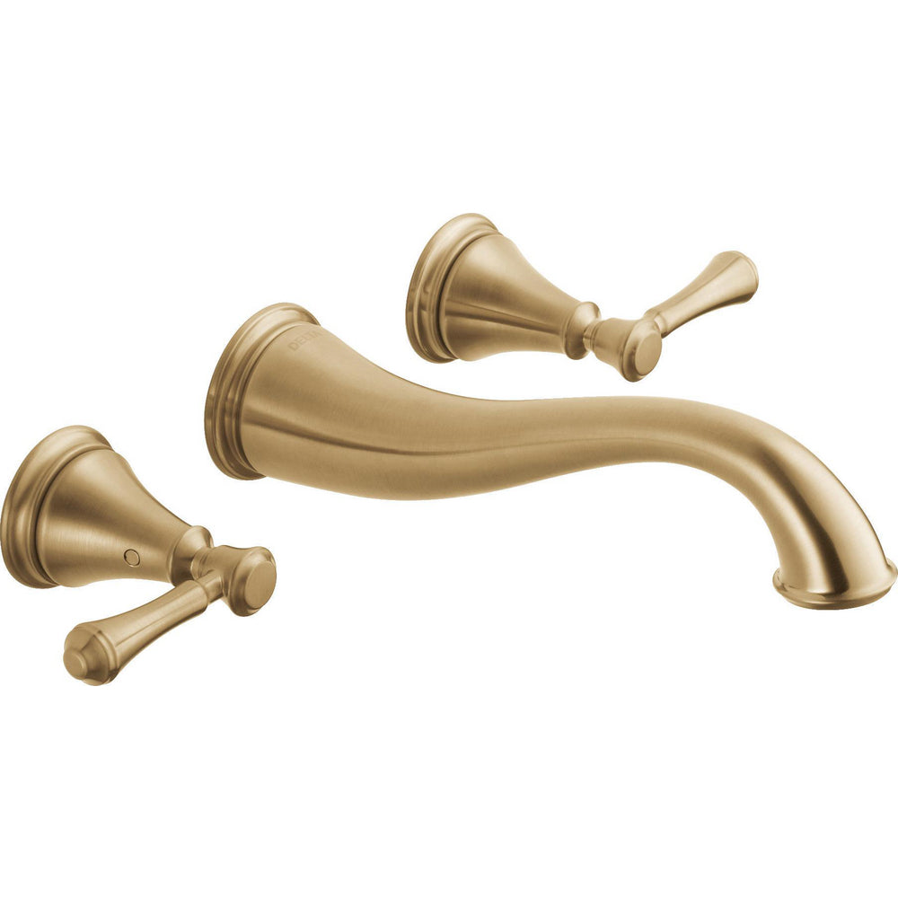 Delta Cassidy Two Handle Wall Mount Lavatory Faucet Trim - Champagne Bronze