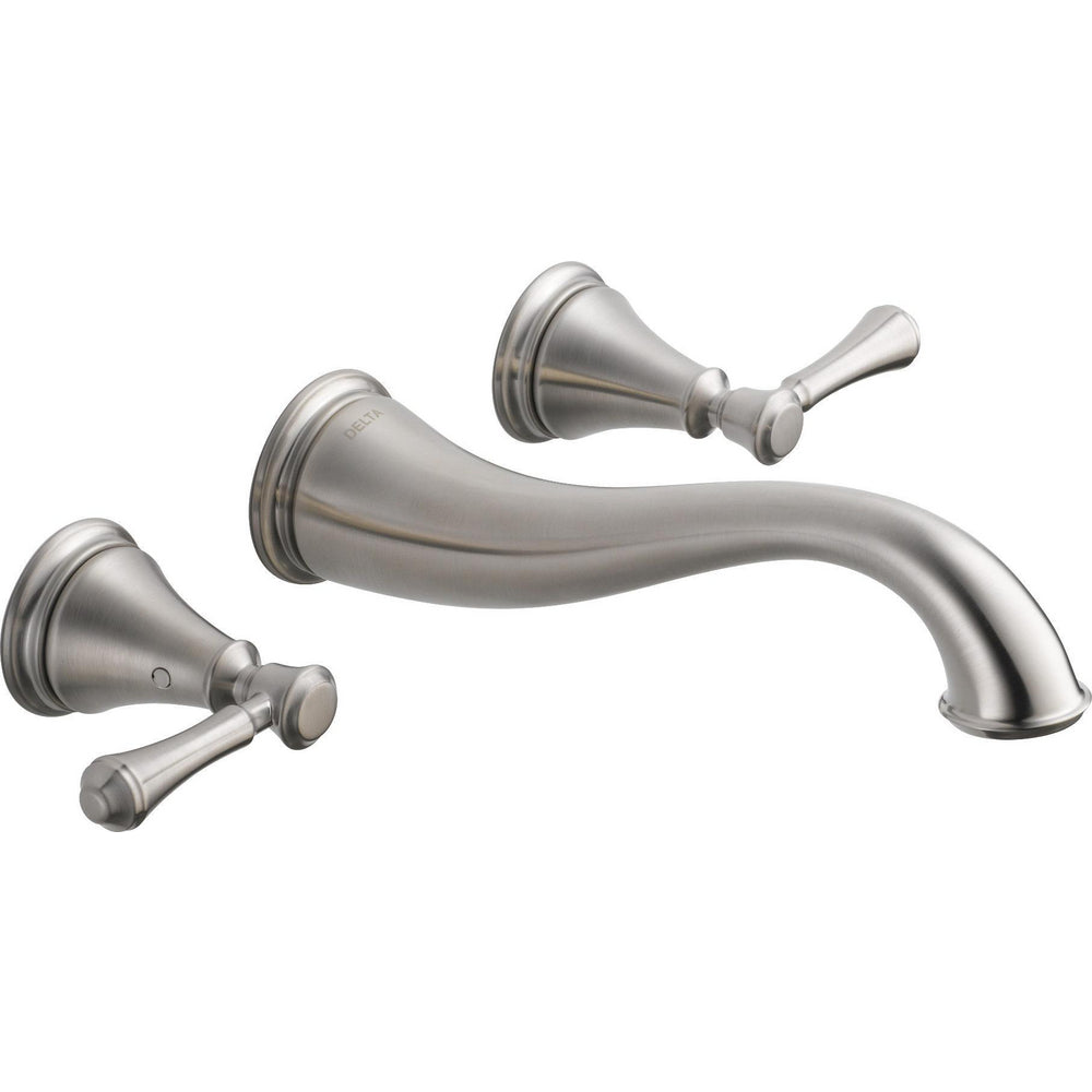 Delta Cassidy Two Handle Wall Mount Lavatory Faucet Trim - Stainless Steel