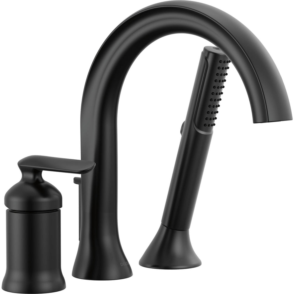 Delta Bonacci Three Hole Roman Tub Trim with Hand Shower - Matte Black