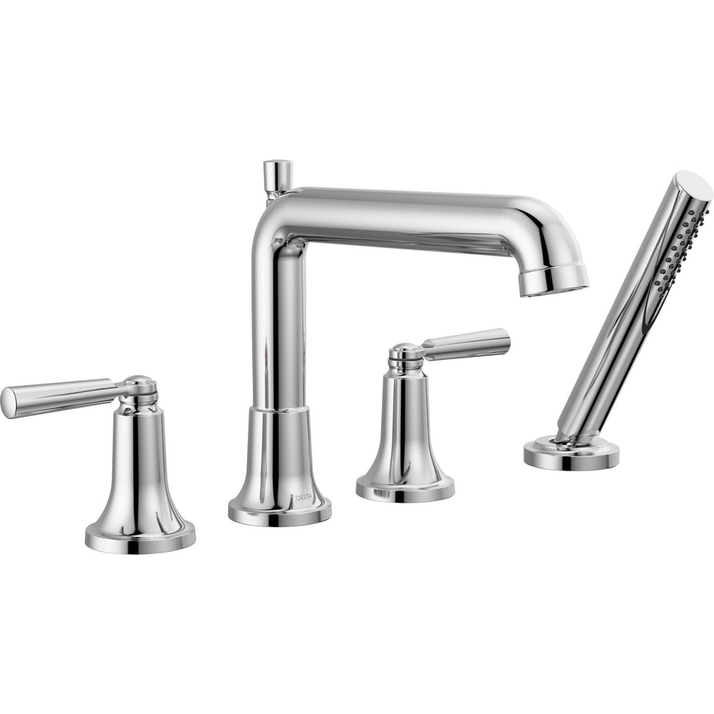 Delta Saylor 4-Hole Roman Tub Trim With Hand Shower - Chrome