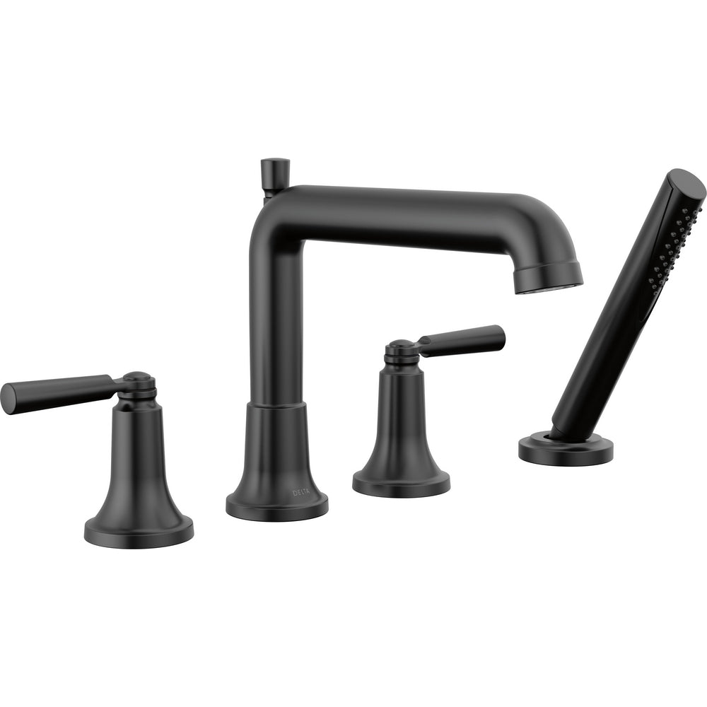 Delta Saylor 4-Hole Roman Tub Trim With Hand Shower - Matte Black