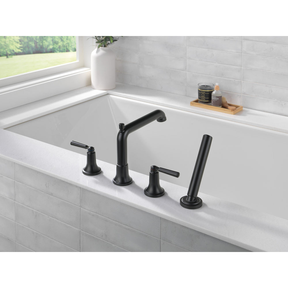 Delta Saylor 4-Hole Roman Tub Trim With Hand Shower - Matte Black