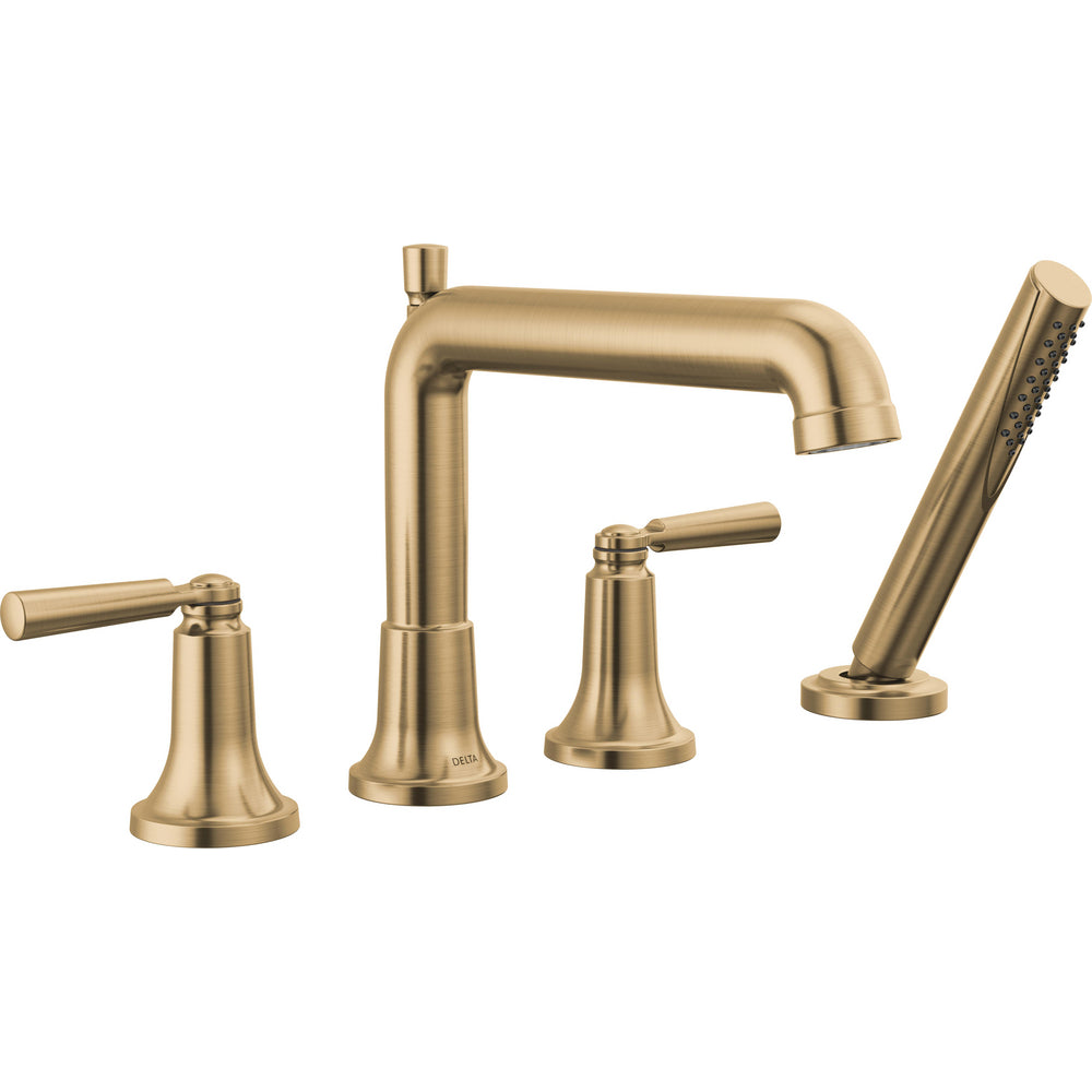 Delta Saylor 4-Hole Roman Tub Trim With Hand Shower - Champagne Bronze