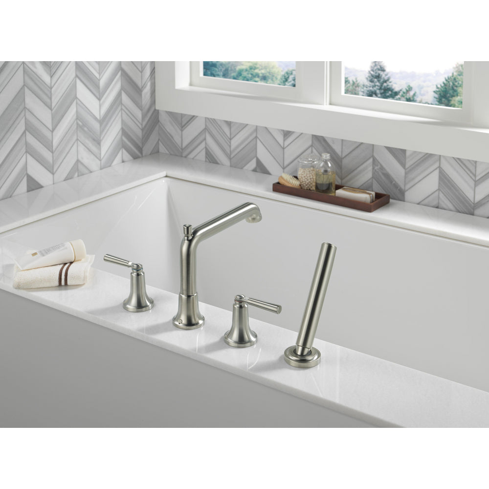 Delta Saylor 4-Hole Roman Tub Trim With Hand Shower - Stainless