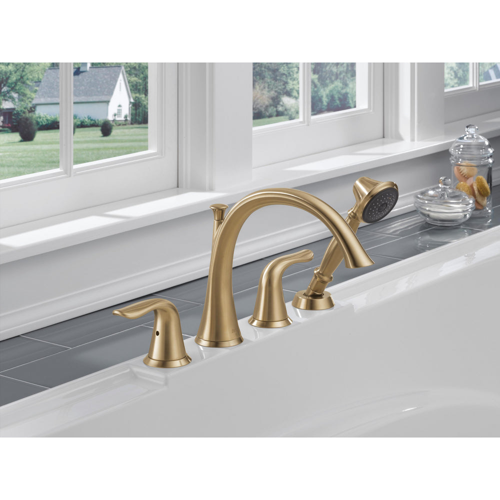Delta Lahara Two Handle Roman Tub Faucet Trim With Hs - Champagne Bronze