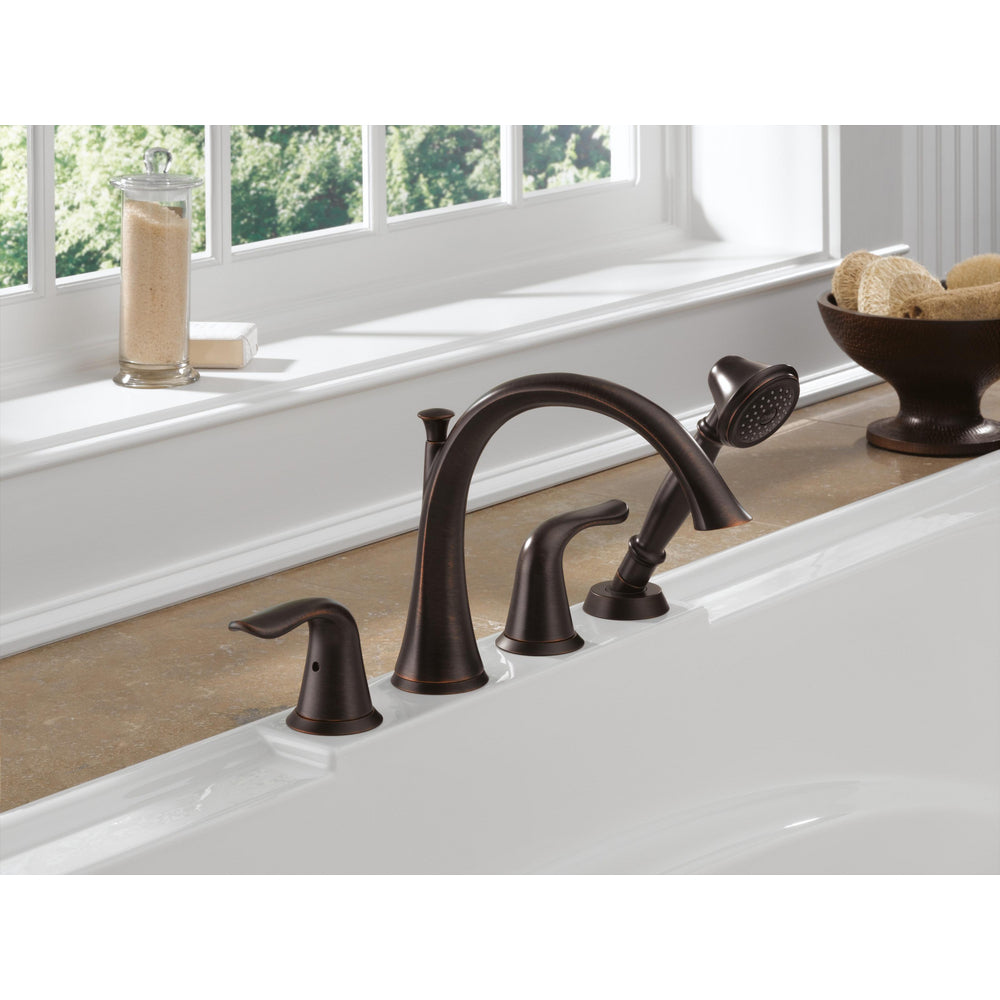 Delta Lahara Two Handle Roman Tub Faucet Trim With Hs - Venetian Bronze