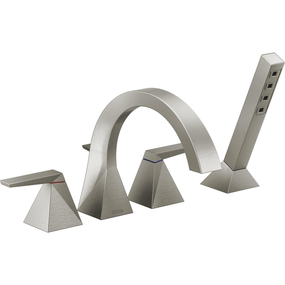 Delta Trillian 4-Hole Roman Tub With Handshower Trim - Stainless
