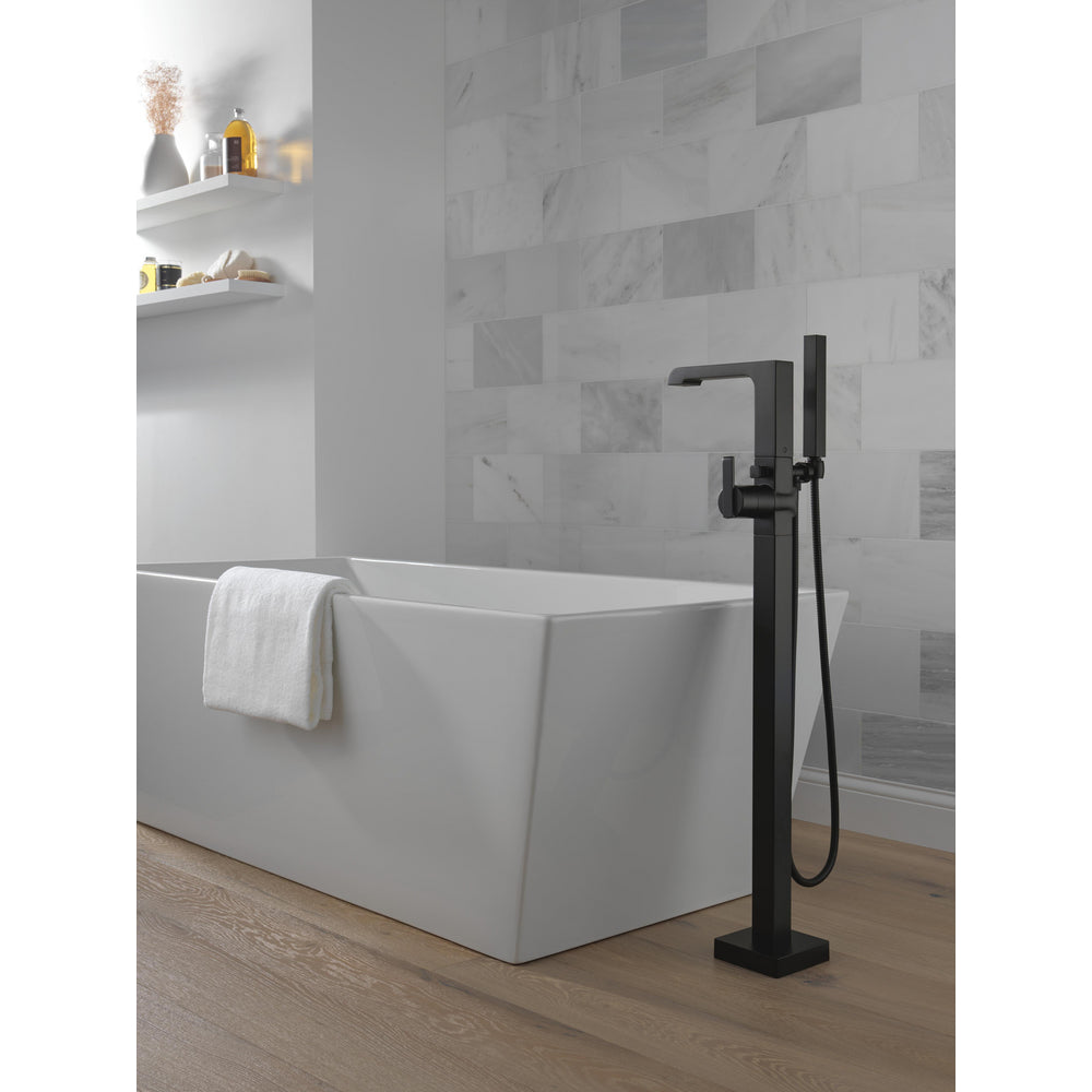 Delta Ara Floor Mount Tub Filler With Handshower T4767-FL - Matte Black