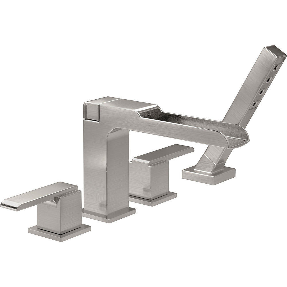 Delta Ara Channel Roman Tub With Hand Shower Trim - Stainless