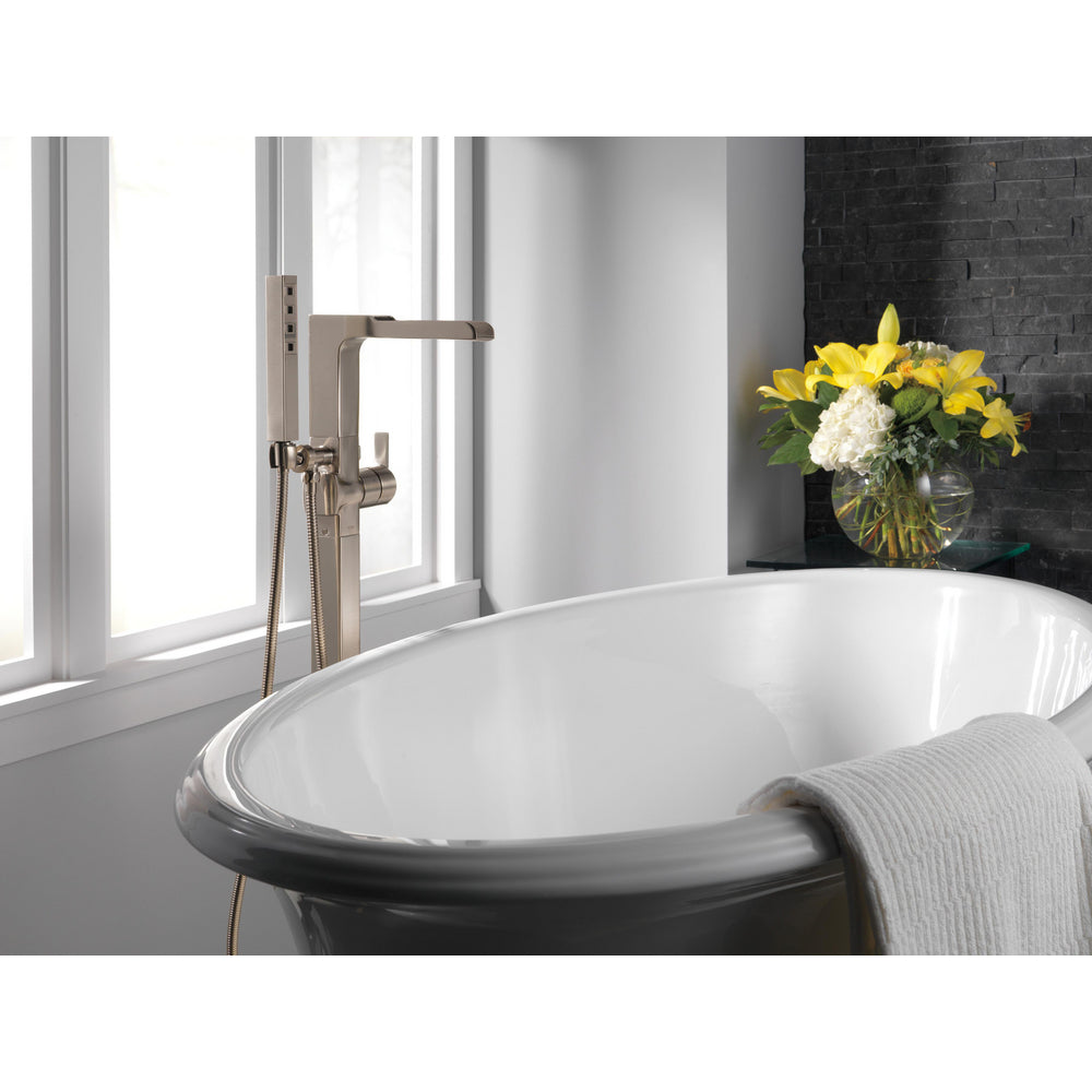 Delta Ara Floor Mount Tub Filler With Handshower - Stainless