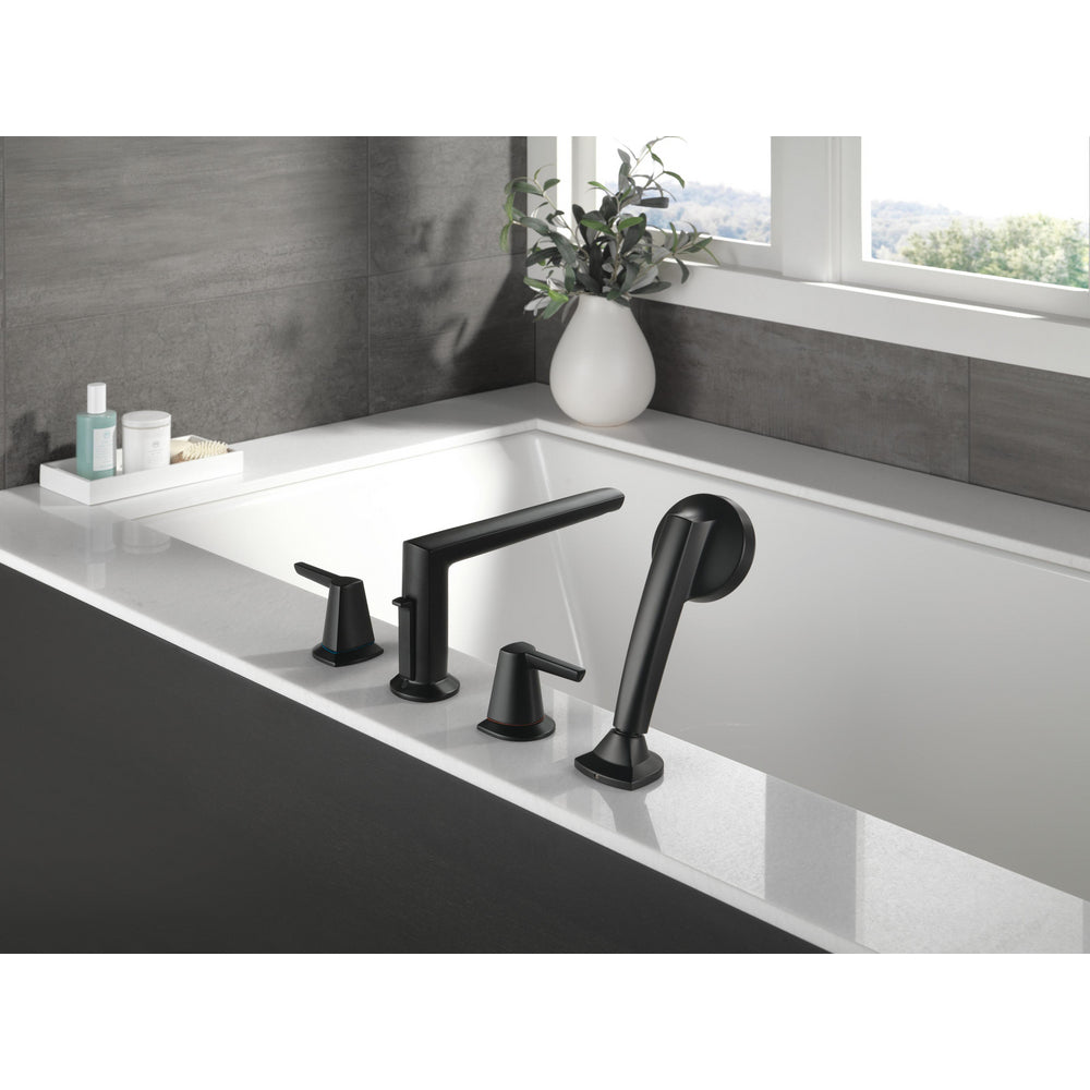 Delta Galeon 4-Hole Roman Tub Trim With Hand Shower - Matte Black