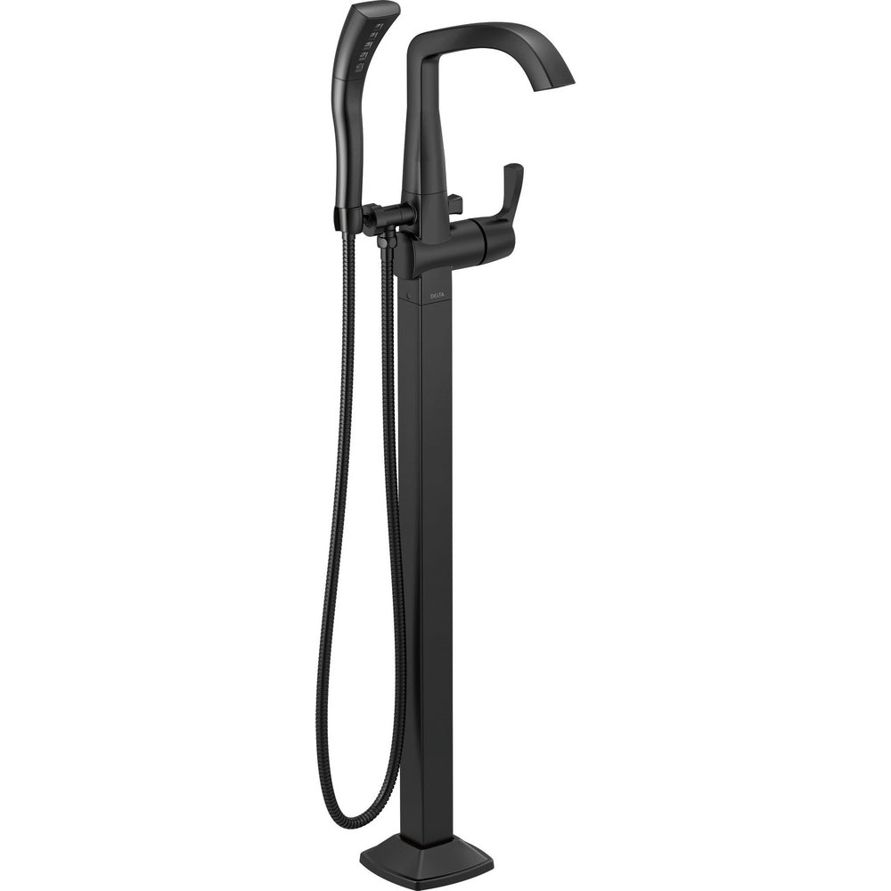 Delta STRYKE Single Handle Floor Mount Tub Filler Trim - Matte Black