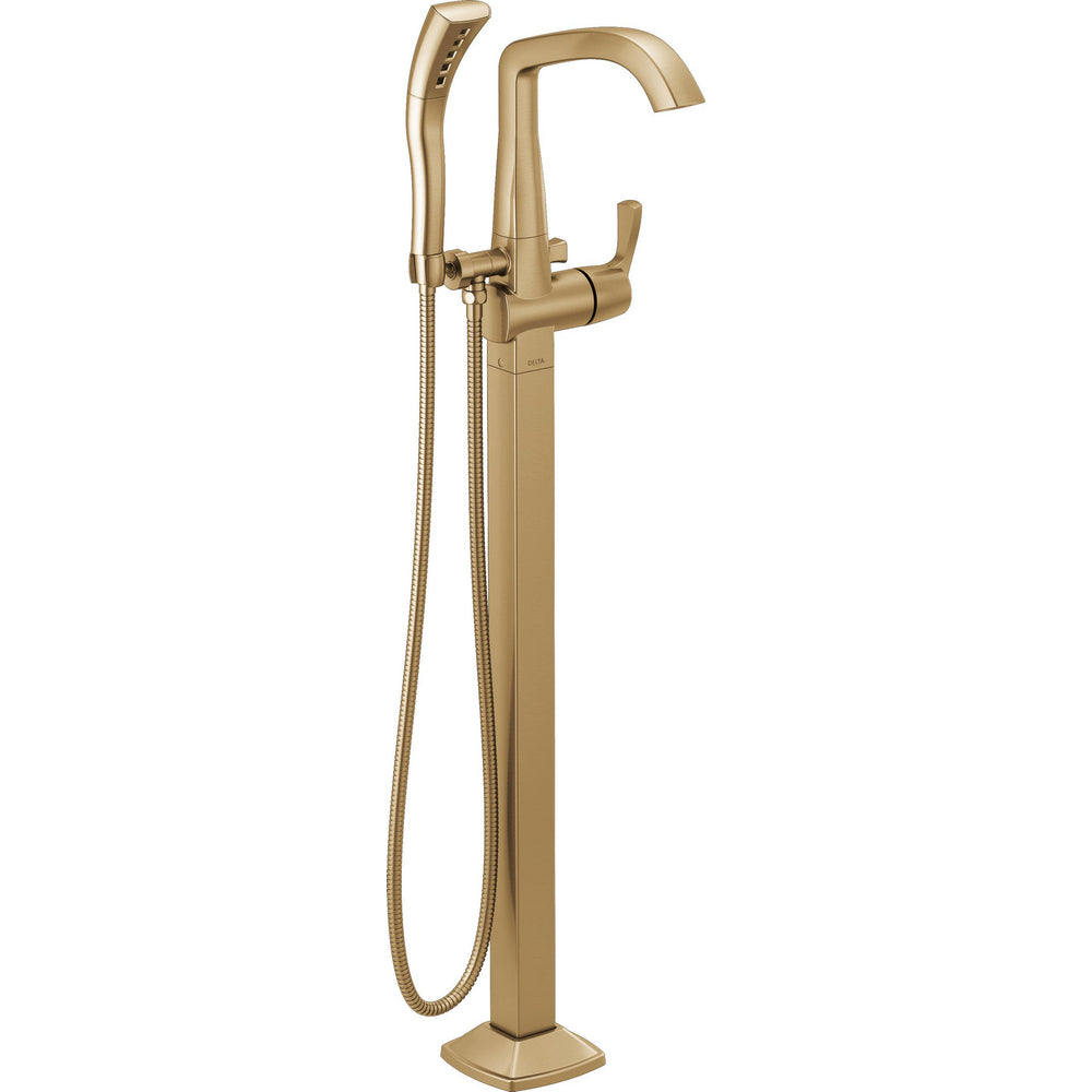 Delta STRYKE Single Handle Floor Mount Tub Filler Trim - Champagne Bronze
