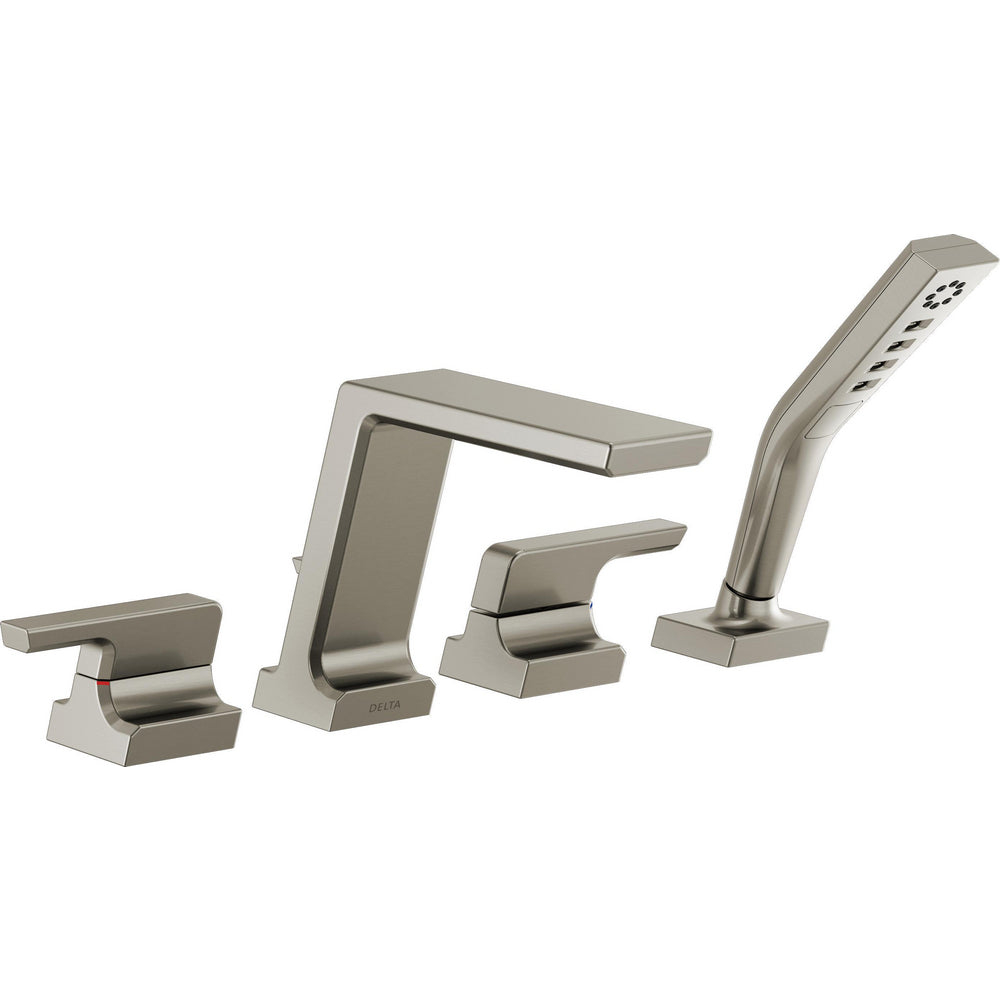 Delta Pivotal 4 Hole Roman Tub Faucet Shower 2L - Stainless