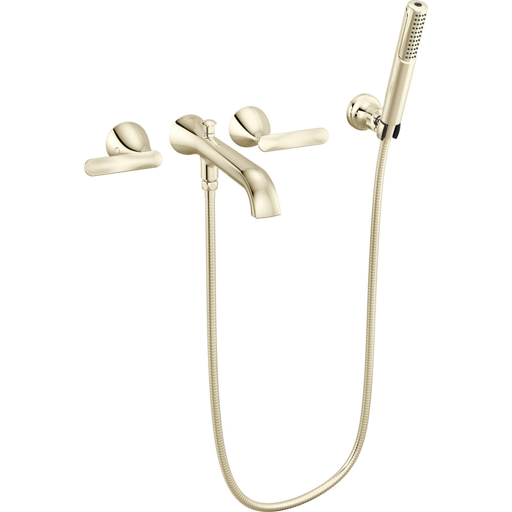 Delta Bonacci Two Handle Wall Mount Tub Filler Trim - Polished Nickel