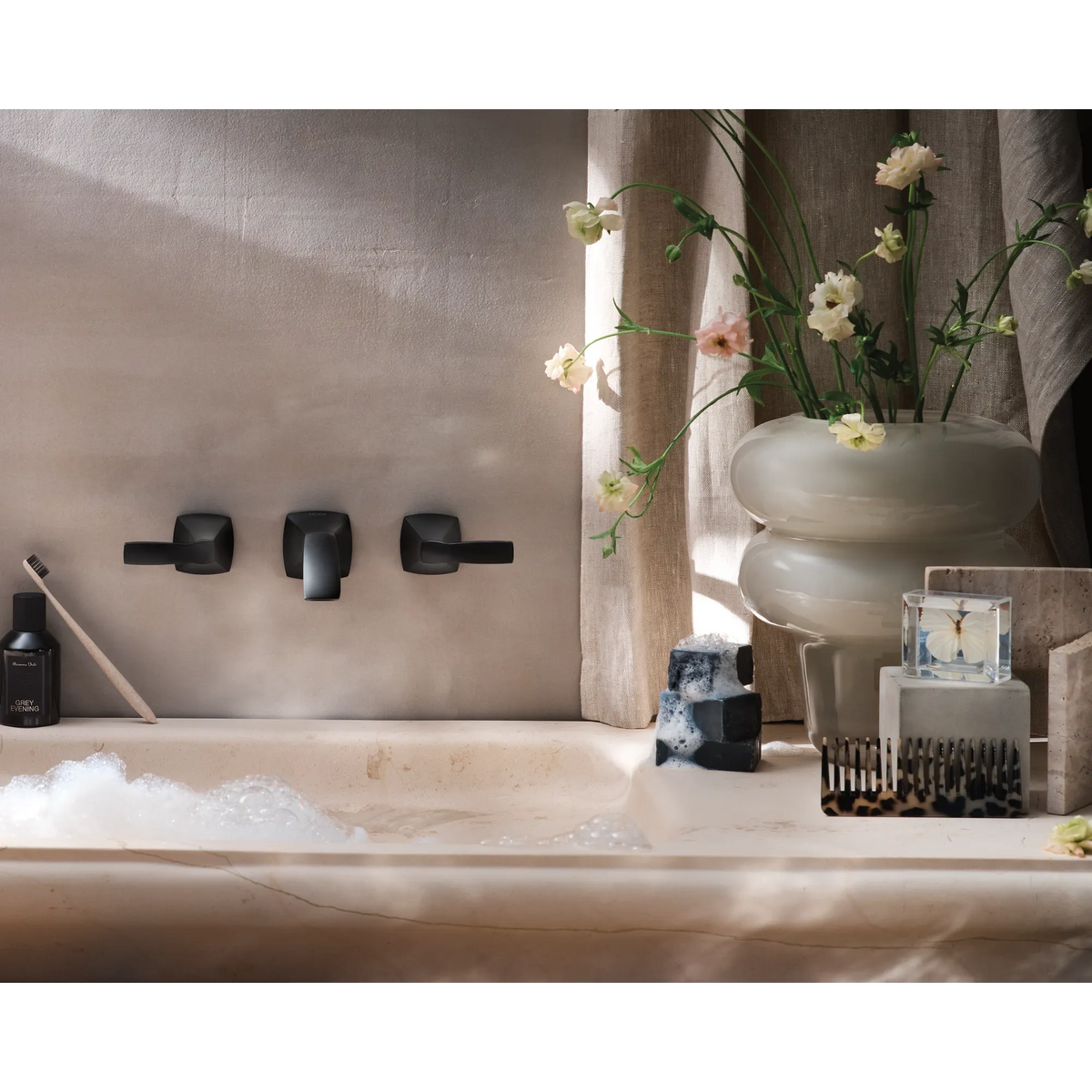 Moen Voss Two-Handle Wall Mount Bathroom Faucet T6906 in Matte Black (T6906BL) - view 10