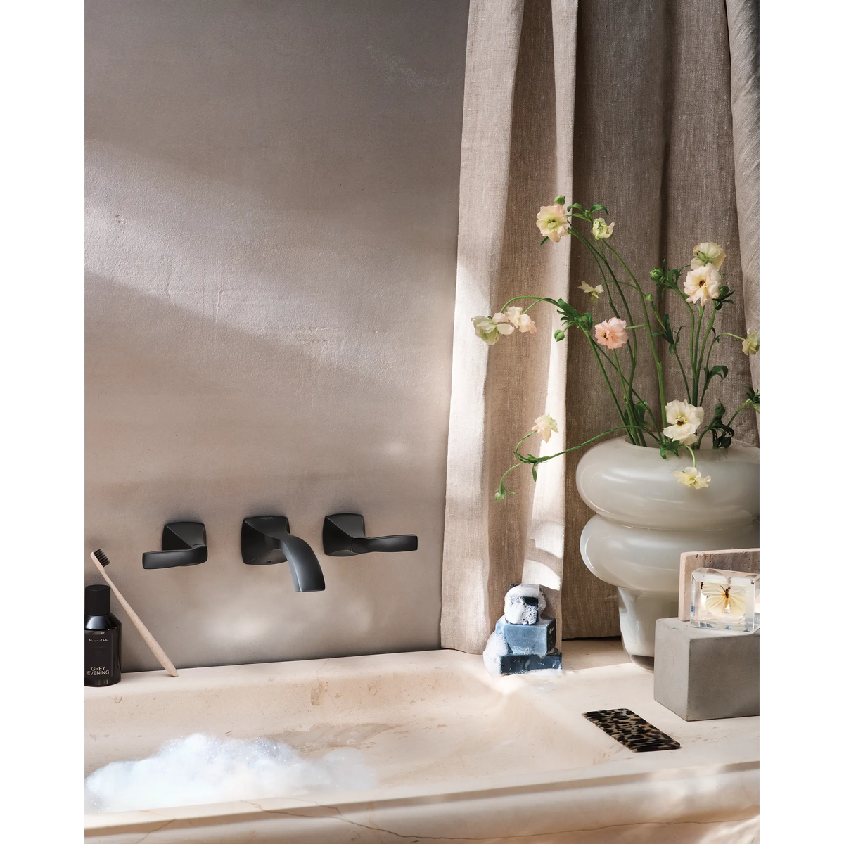 Moen Voss Two-Handle Wall Mount Bathroom Faucet T6906 in Matte Black (T6906BL) - view 11