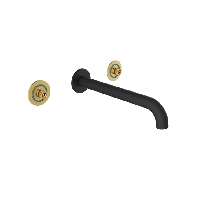 Baril AIR B80 Trim Only for Two Handles Wall-Mounted Lavatory Faucet, Drain Not Included T80-8042-00L in Matte Black