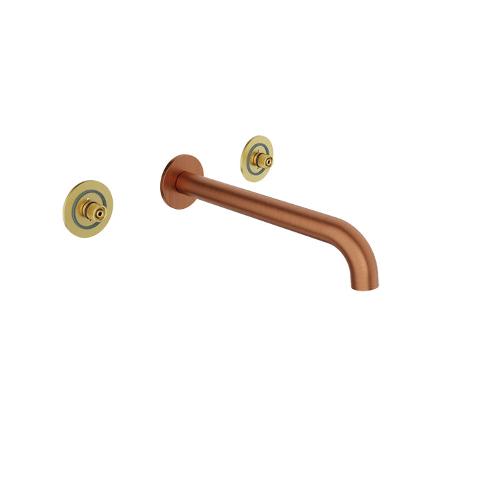 Baril AIR B80 Trim Only for Two Handles Wall-Mounted Lavatory Faucet, Drain Not Included T80-8042-00L in Satin Copper