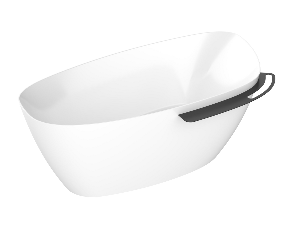 Zitta Aito Freestanding bathtub, 66", in matte white with drain on left,matte black shelf TAO6633FA075