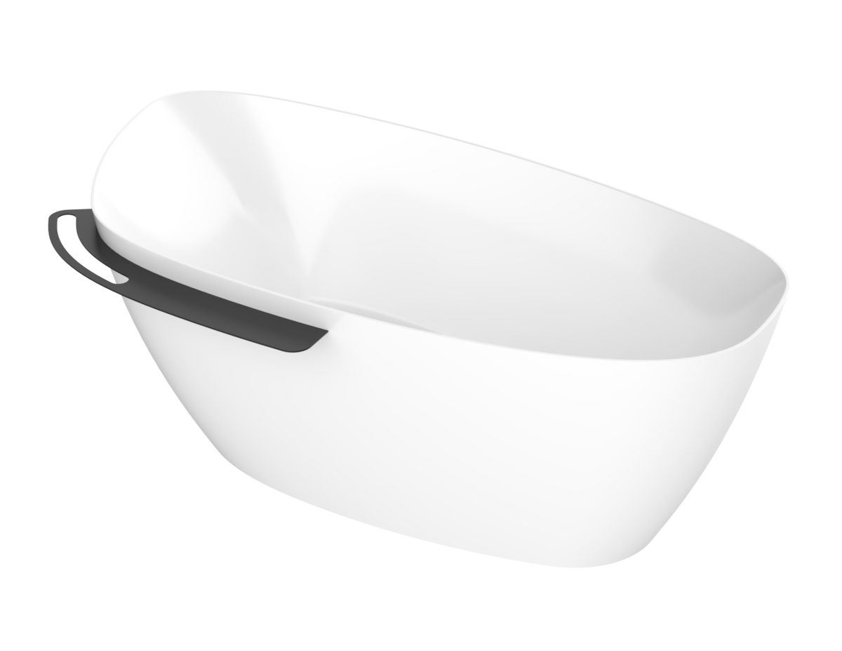 Zitta Aito Freestanding bathtub, 66", in matte white with drain on right,matte black shelf TAO6633FAR75