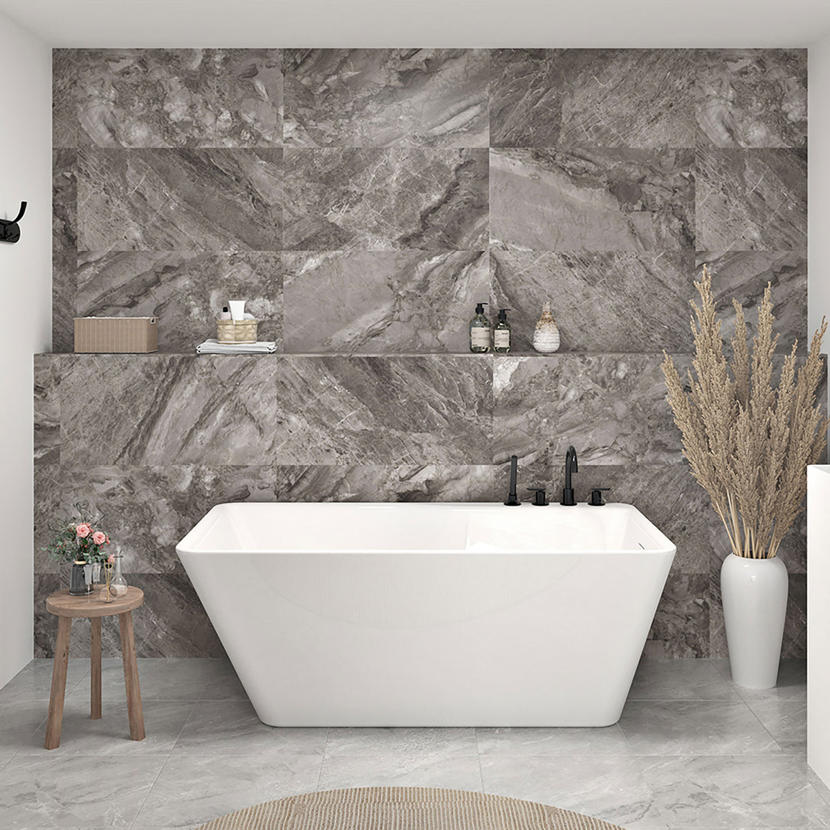Zitta Artesio+ Freestanding bathtub, 60", in matte white with drain on right, removable apron TAS6032FAPR5