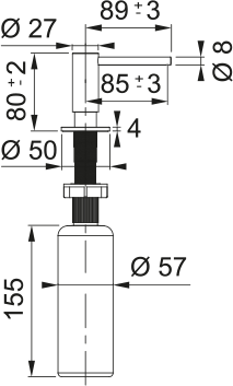 Franke Single Hole Soap Dispenser ATL-SD dimension drawing