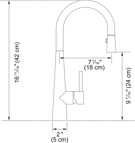 Franke Steel prep faucet STL-PR dimension drawing