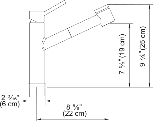 Franke Steel pull-out kitchen faucet STL-PO dimension drawing