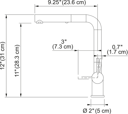 Franke Active pull-out kitchen faucet ACT-PO dimension drawing