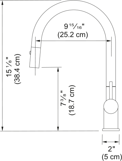 Franke Active pull-down kitchen faucet ACT-PD-CHR dimension drawing