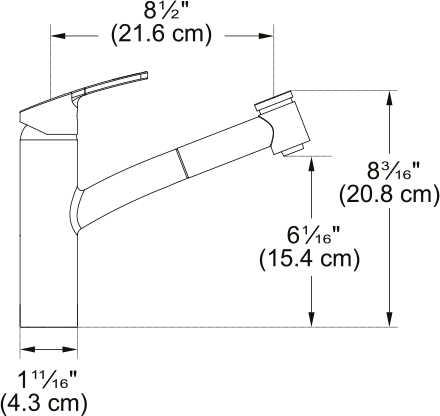 Franke SMART pull-out kitchen faucet SMA-PO dimension drawing