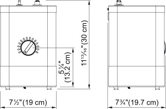 Franke Little Butler Under Sink Water Heating Tank HT-400 dimension drawing