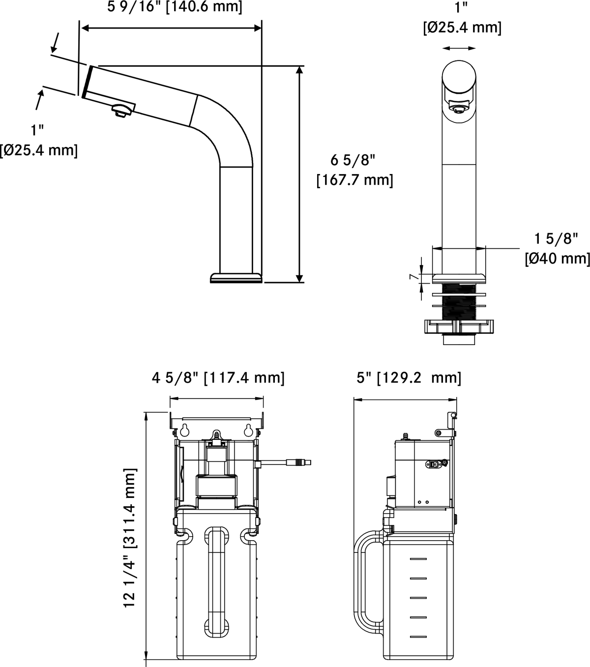 Franke Commercial aqua-foam soap dispenser SD01-003SFL dimension drawing