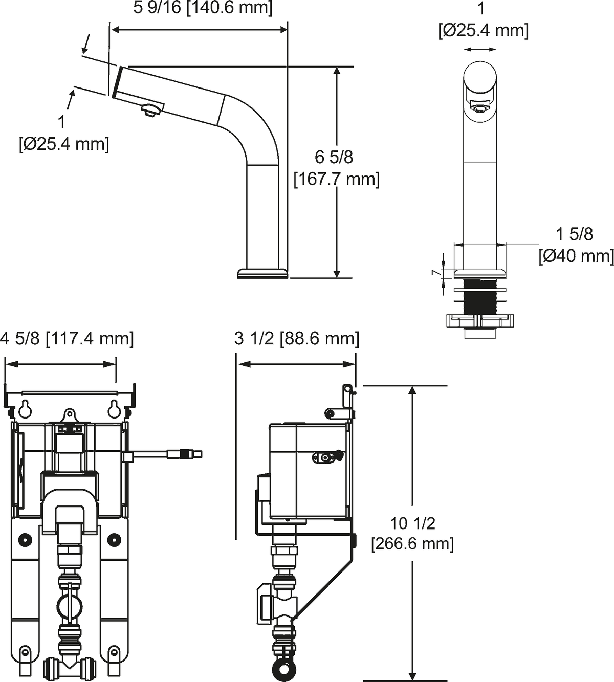 Franke Commercial multi-feed soap dispenser SD01-003SFL-MF dimension drawing
