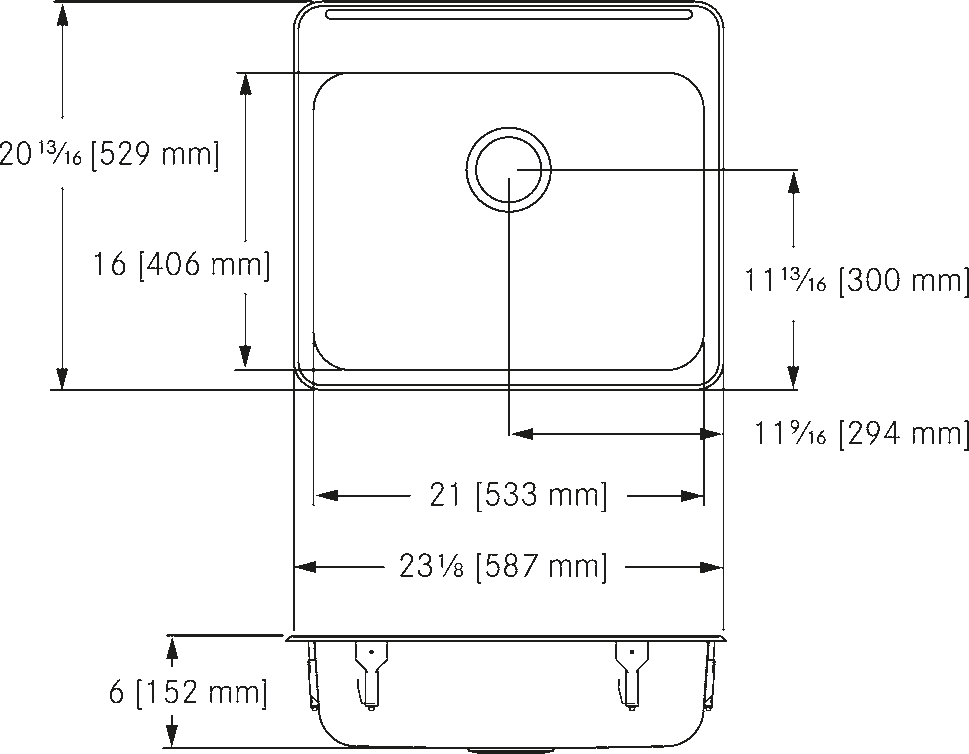 Franke Commercial stainless steel sink ALBS6106P-1 dimension drawing