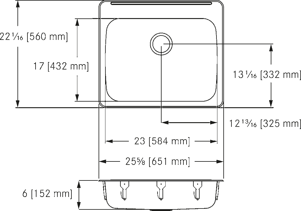 Franke Commercial stainless steel sink ALBS7306P-1 dimension drawing
