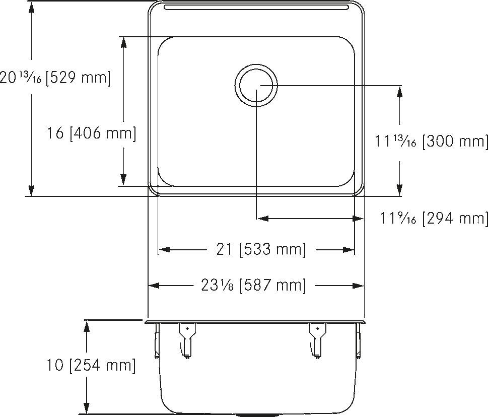 Franke Commercial stainless steel sink LBS6110P-1 dimension drawing