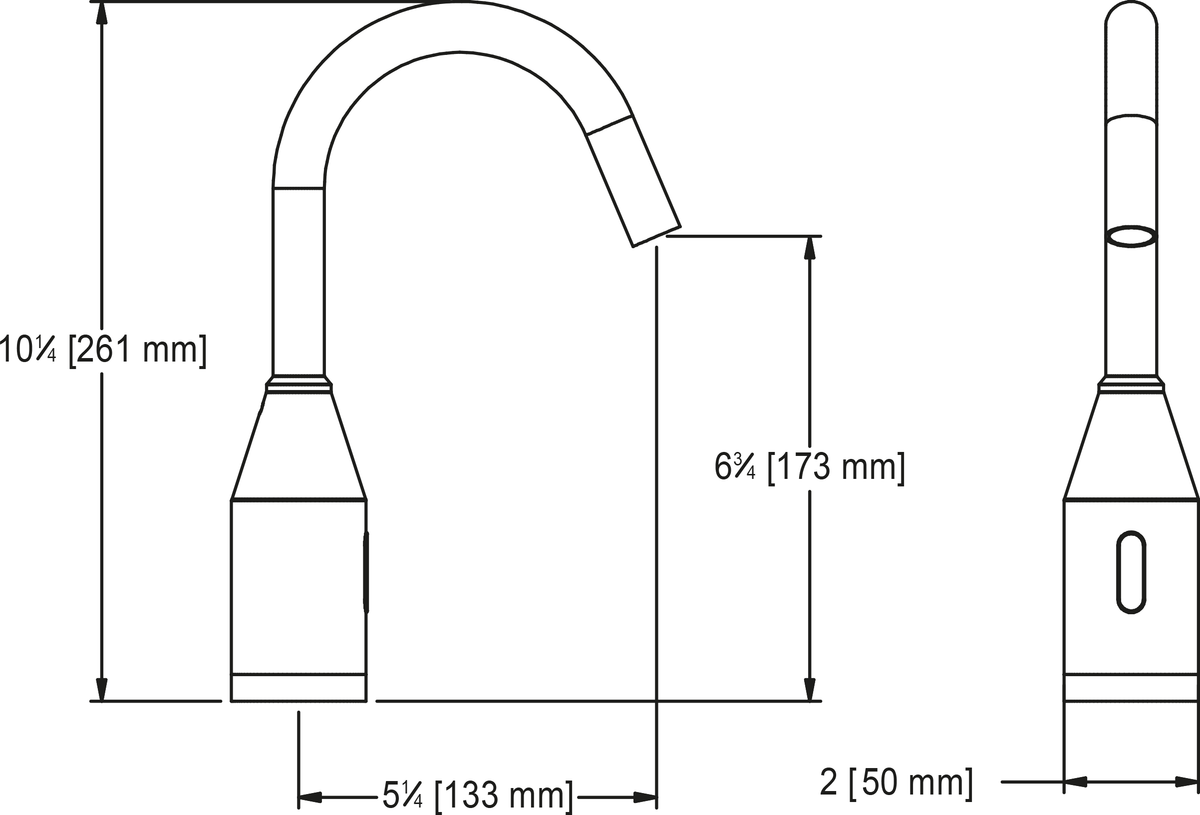 Franke Commercial faucet HHF180-6L dimension drawing