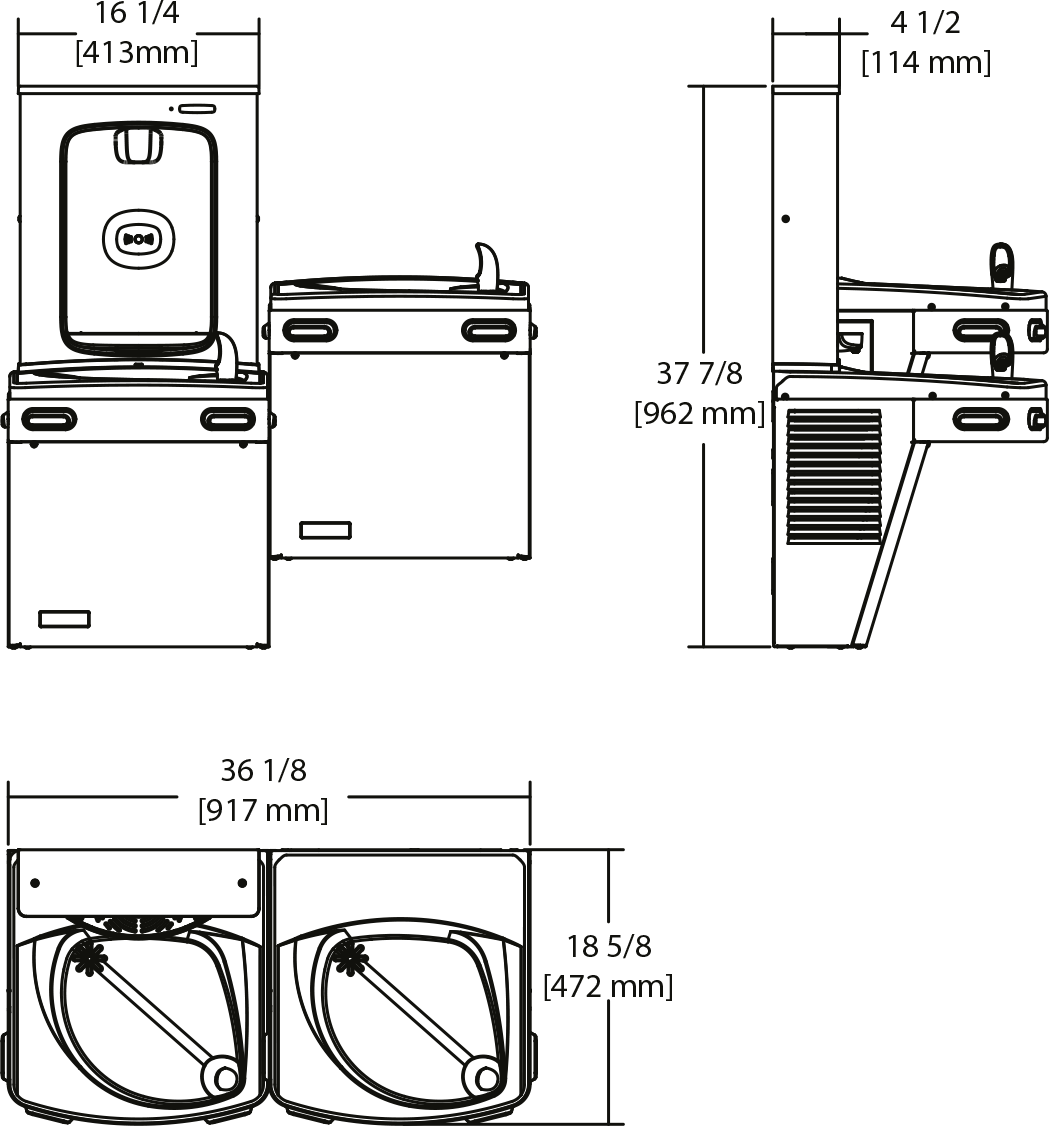 Franke Commercial drinking fountain KEPACSL-EBQ dimension drawing
