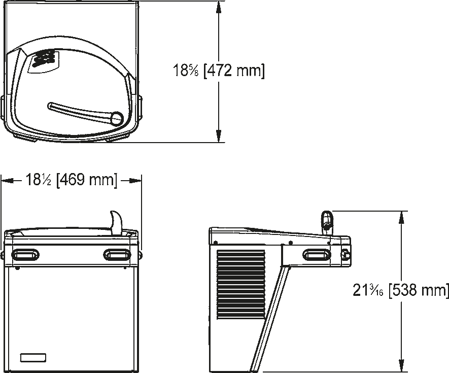 Franke Commercial drinking fountain KEP8AC-STN dimension drawing