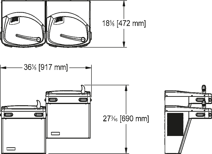 Franke Commercial drinking fountain KEP8ACSL dimension drawing