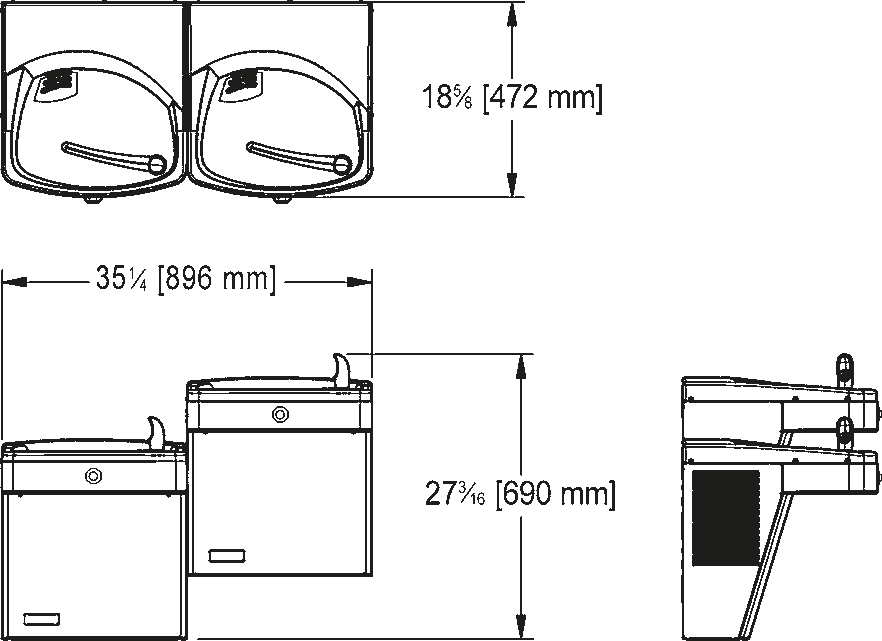 Franke Commercial drinking fountain KEPV8ACSL-STN dimension drawing